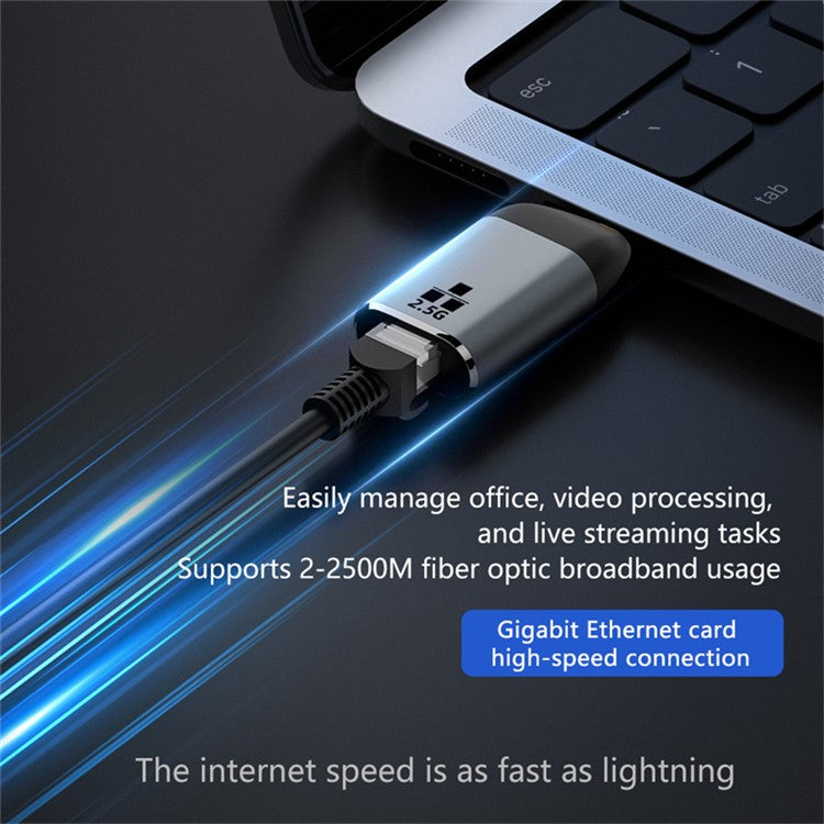 Type-C to RJ45 Ethernet Adapter 2500Mbps Gigabit LAN Network Converter for Laptop MacBook