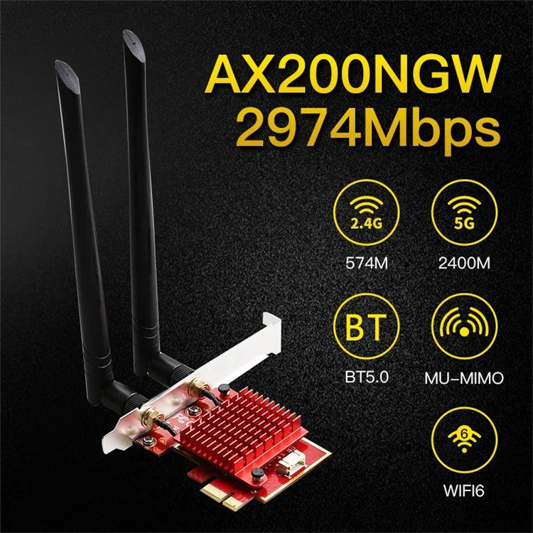 TXA083 AX200 2.4G / 5G Dual Band Gigabit Bluetooth WiFi6 PCIE Wireless Network Card