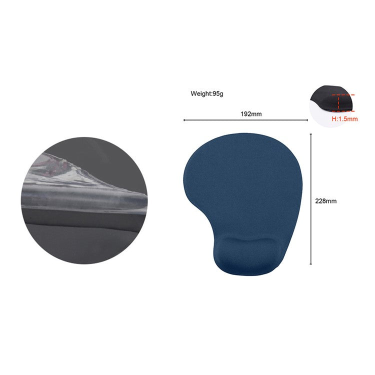 Ergonomic Memory Foam Wrist Support Mouse Pad Non-Slip Wrist Pain Relief Mousepad - Lake Blue
