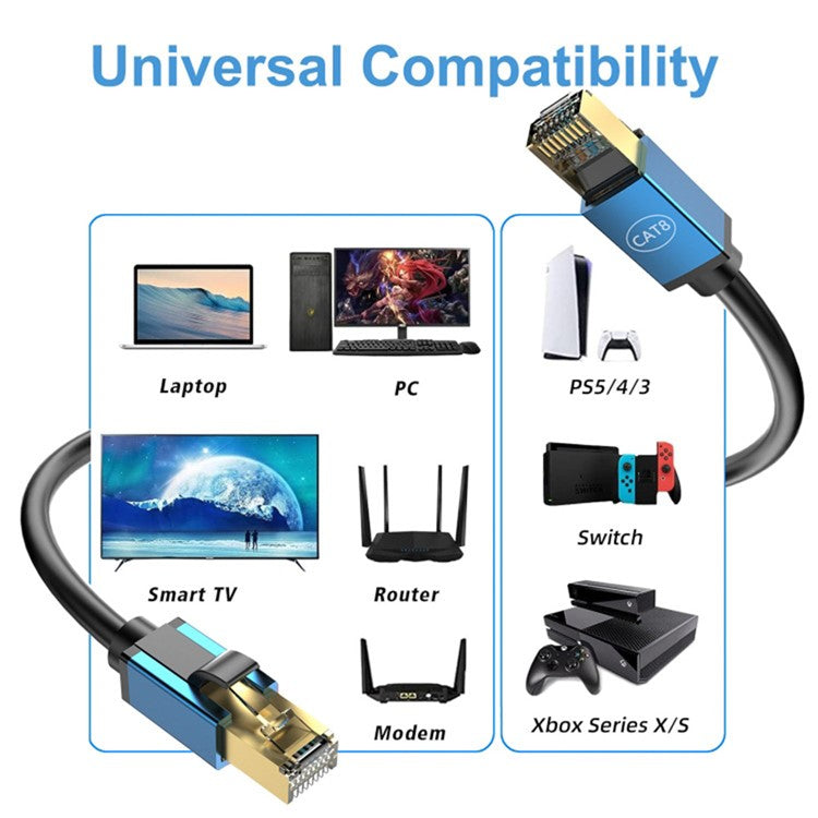 3m CAT8 Ethernet Cable Home Office 40Gbps 2000MHz High Speed Network Cable - Gold