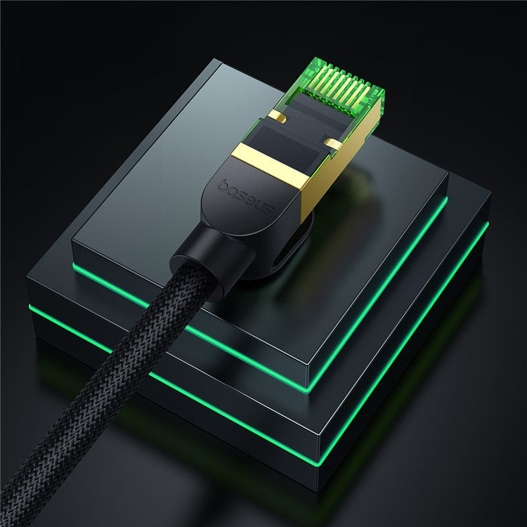 BASEUS PCWLA107 5m Ethernet CAT8 Line Laptop Router Computer 40Gpbs RJ45 Patch Internet Cord (Braided Cable) - Black