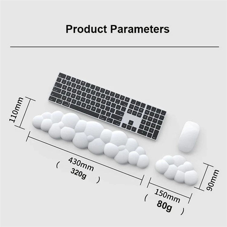 Memory Foam Keyboard Wrist Rest Pad Cloud Shape Anti-slip Wrist Support Pad - Grey