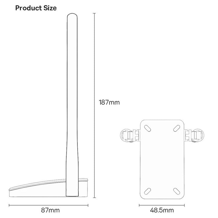 BASEUS Fastjoy 2.4G / 5.8G Dual Band 1800Mbps WiFi Adapter with External Antenna - Black