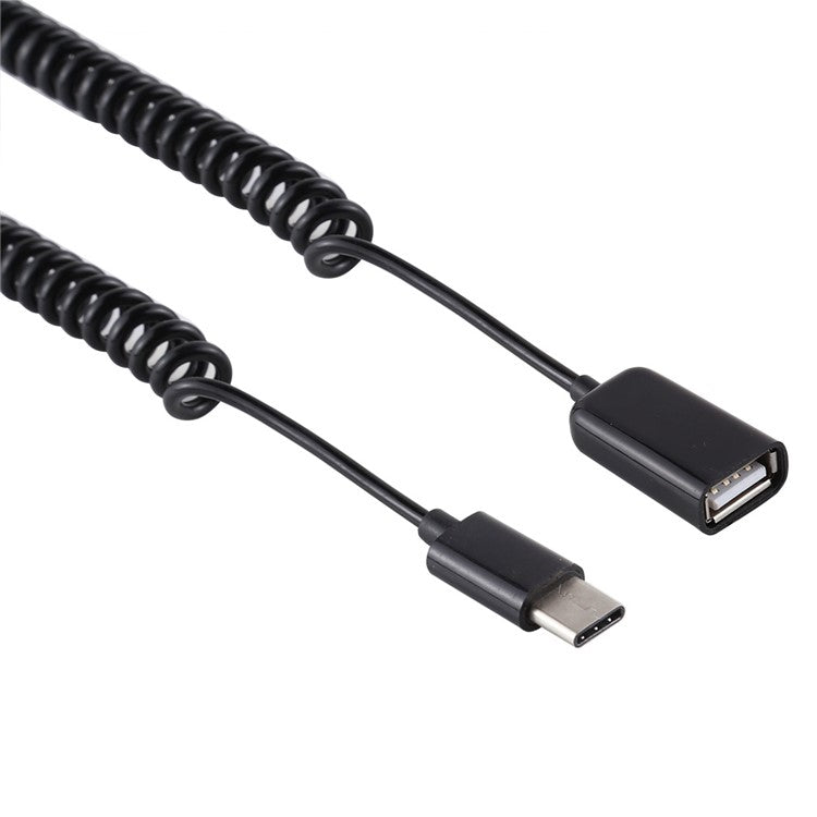 Type-C Male To USB Female Extender Adapter Spring Computer Phone Charging Cable