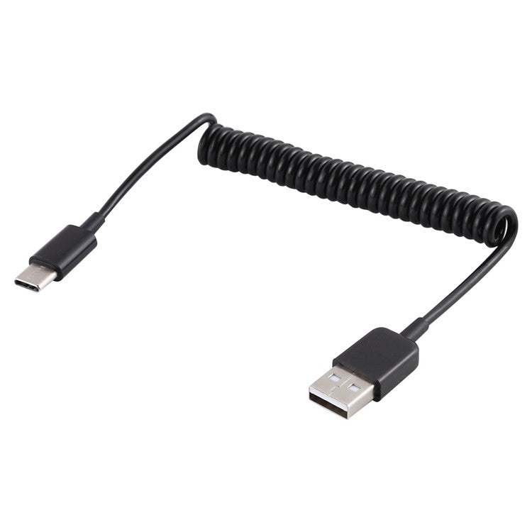 Type-C Male To USB Male Extender Adapter Spring Computer Phone Charging Cable