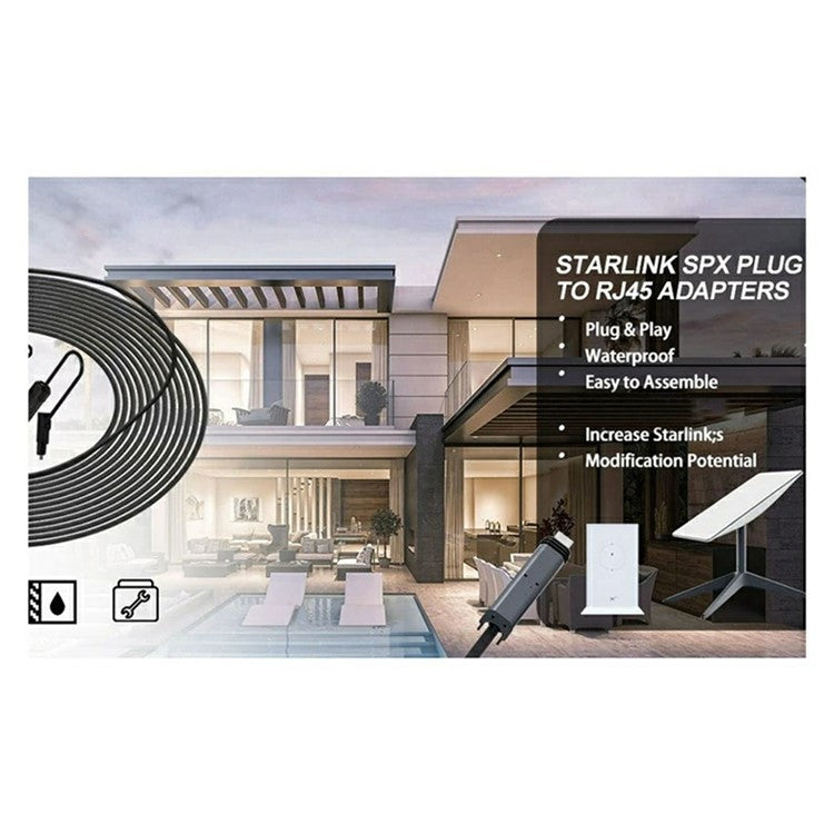 2Pcs Starlink Gen 2 Ethernet Cable Adapter Waterproof 1200Mbps SPX Plug to RJ45 Connector for Router