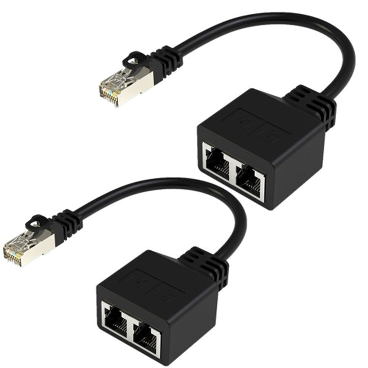 2Pcs 20cm RJ45 8 Core Network Cable Splitter 1 to 2 Ethernet Extension Adapter Compatible with Cat5 Cat6 Cat7
