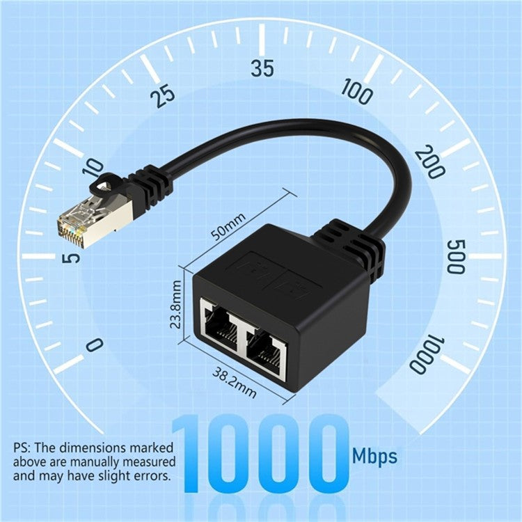 2Pcs 20cm RJ45 8 Core Network Cable Splitter 1 to 2 Ethernet Extension Adapter Compatible with Cat5 Cat6 Cat7