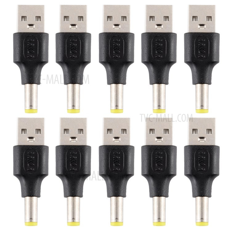 10Pcs DC Power Plug 5.5 x 2.5mm Male To USB 2.0 Male Adapter
