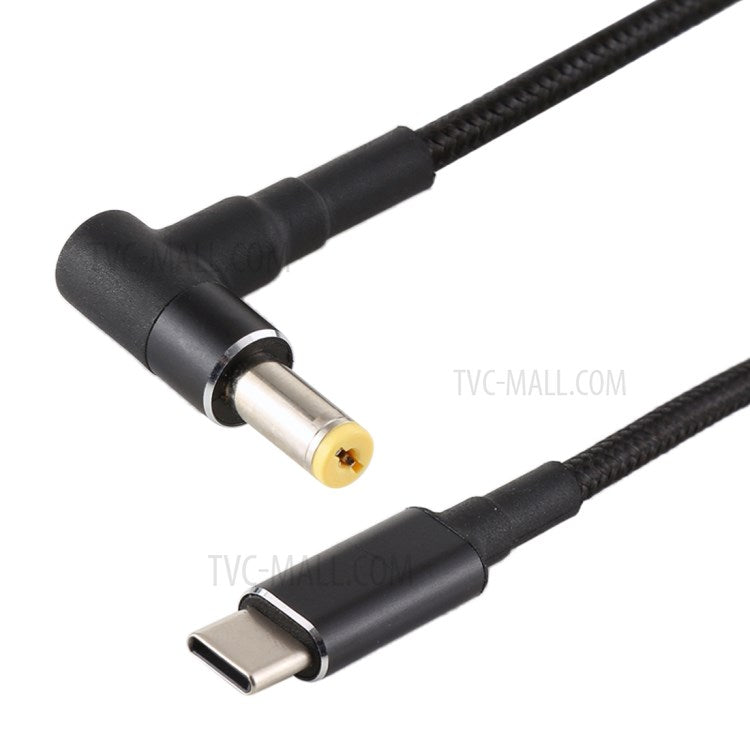 PD 100W 5.5 x 1.7mm Elbow Male to Type-C Male Nylon Braided Power Cable 1.8m