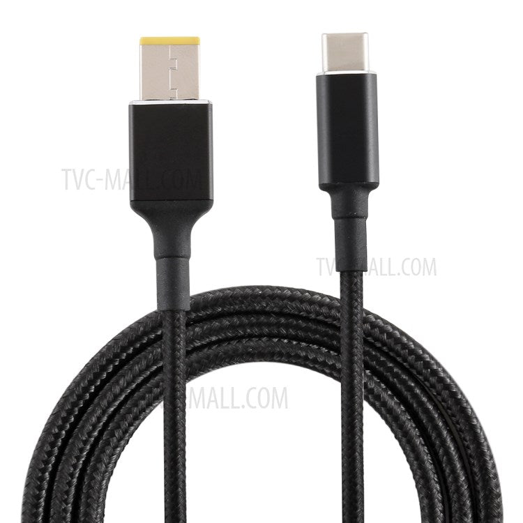 Big Square Male to Type-C Nylon Braided Power Charging Cable for Lenovo Laptop 1.8m