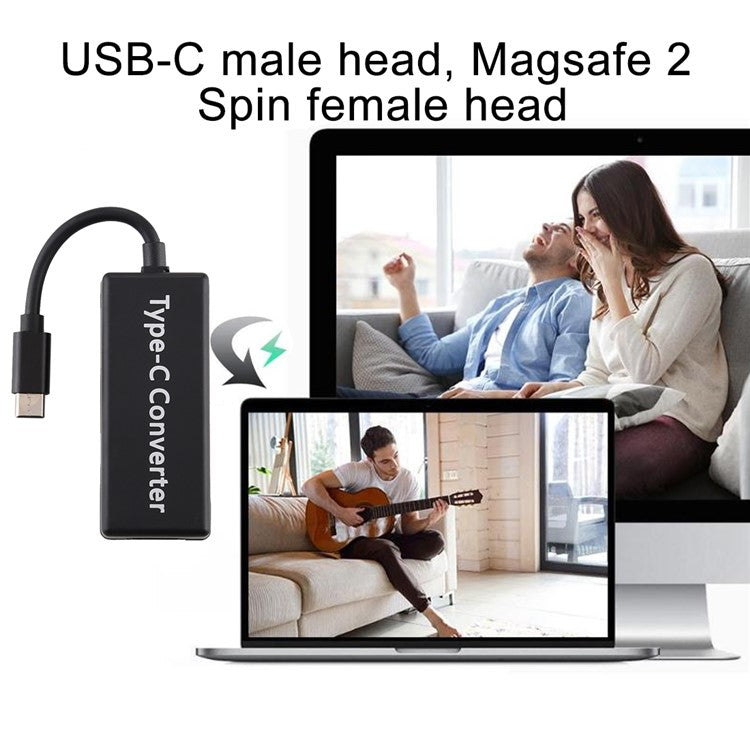 65W 5 Pin Magnetic Head to Type-C Male Head Converter for Apple Laptop All Models - Black