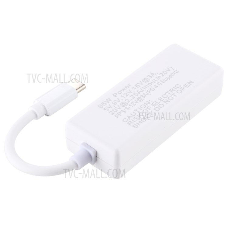 65W 5 Pin Magnetic Head to Type-C Male Head Converter for Apple Laptop All Models - White