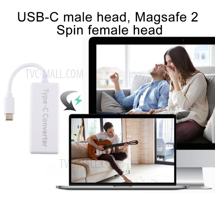 65W 5 Pin Magnetic Head to Type-C Male Head Converter for Apple Laptop All Models - White