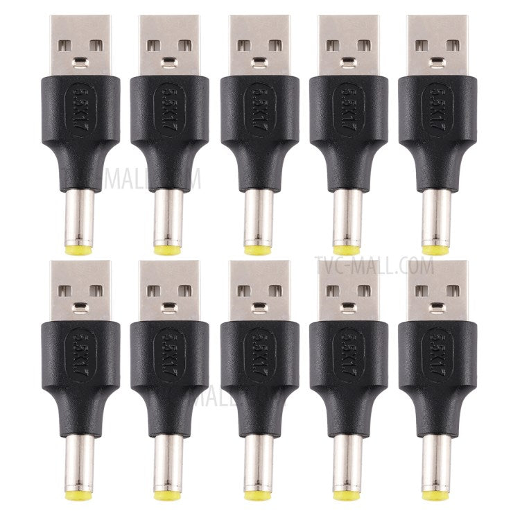 10Pcs DC Power Plug 5.5 x 1.7mm Male To USB 2.0 Male Adapter