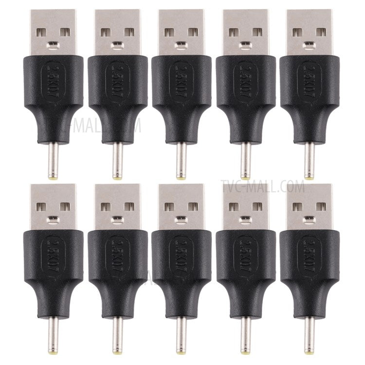 10Pcs DC Power Plug 2.5 x 0.7mm Male To USB 2.0 Male Adapter
