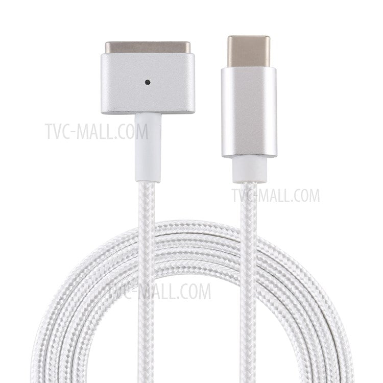 45W / 60W / 65W / 85W 5 Pin Magnetic Head (T Head Gen2) to Type-C PD Braid Quick Charging Cable - White
