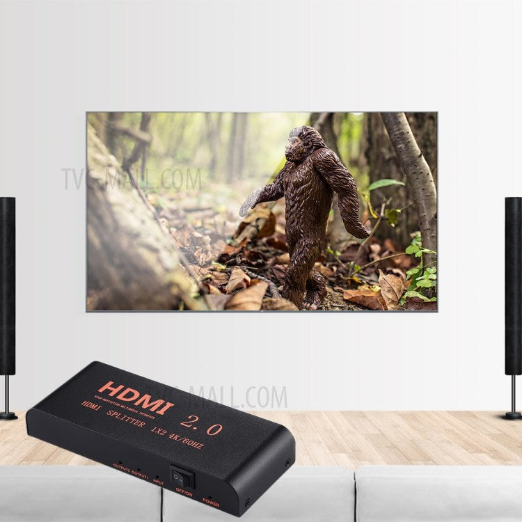 1x2 HDMI 2.0 4K@60Hz Splitter Support HDCP2.2 - EU Plug