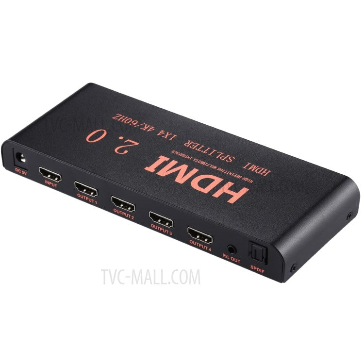 1x4 HDMI 2.0 4K@60Hz Splitter Support HDCP2.2 - US Plug