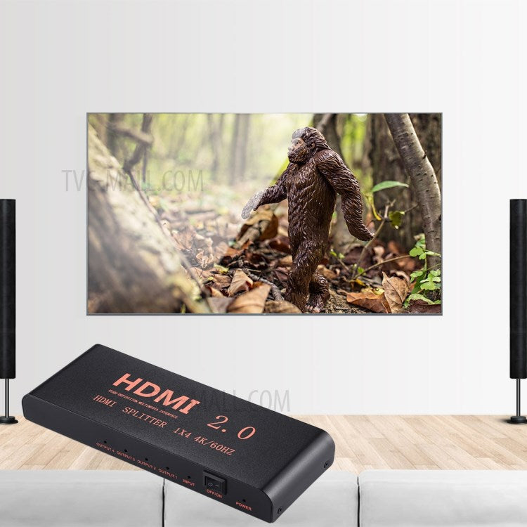 1x4 HDMI 2.0 4K@60Hz Splitter Support HDCP2.2 - US Plug