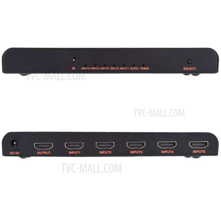 HDMI Switch 5x1 Multi-Viewer Splitter with Remote Control Support 4K/60Hz - US Plug