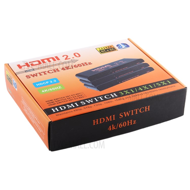HDMI Switch 5x1 Multi-Viewer Splitter with Remote Control Support 4K/60Hz - US Plug