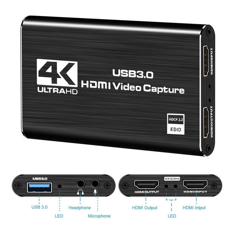 USB 3.0 4K 60HZ 1080P 60Fps HD Video Game Capture Card Video Converter HDMI Output Live Streaming for XBOX PS4 MAC