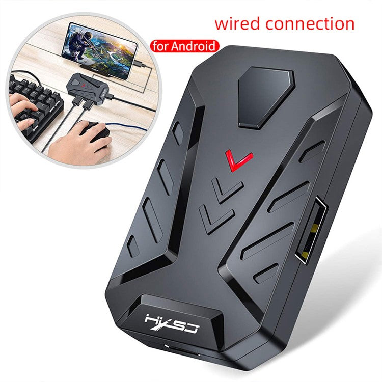 HXSJ P8 Wired Keyboard Mouse Converter Portable Mobile Gaming Keyboard and Mouse Adapter with 3 USB Ports for Android Phones