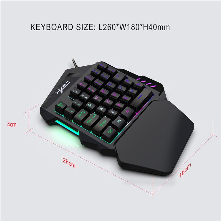 HXSJ A883 Wired RGB Gaming Mouse + V100 35 Keys Single-hand Gaming Keyboard + P8 Portable Keyboard Mouse Converter for Android