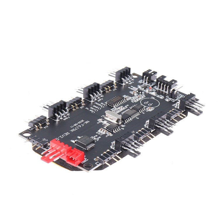 SATA Power Supply 1 to 6 Fan Hub 5V 4Pin PWM 3Pin ARGB Splitter for PC LED Light Cooler Controller with Wireless IR Remote Control