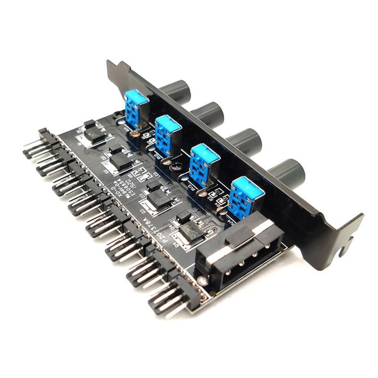 4Pin 3Pin 8 Way 4 Knob Computer Case Cooling Fan Hub Speed Controller Regulator Splitter Adapter (4-pin IDE Power Supply)