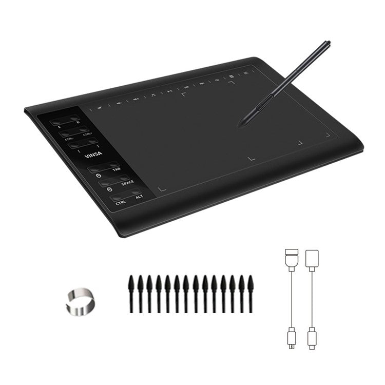VINSA Digital Tablet Electronic Drawing Plate Hand Drawing Board with Charging Free Pressure Sensitive Pen for Mobile Phone Computer Laptop