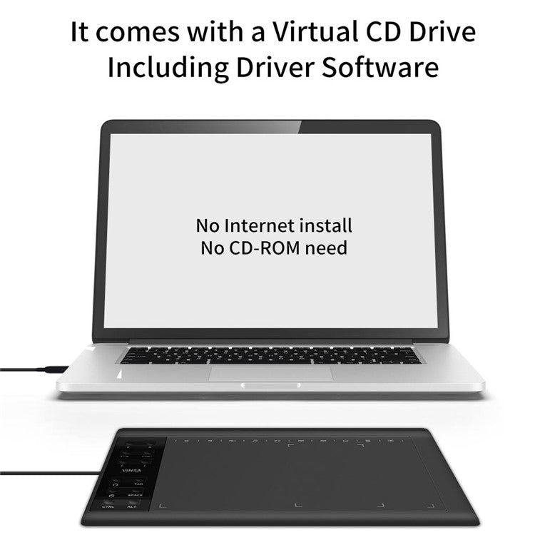 VINSA Digital Tablet Electronic Drawing Plate Hand Drawing Board with Charging Free Pressure Sensitive Pen for Mobile Phone Computer Laptop