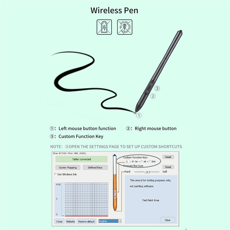 VINSA Digital Tablet Electronic Drawing Plate Hand Drawing Board + Pressure Sensitive Pen with Refills Hand-feeling Film Kit Set for Mobile Phone Computer Laptop