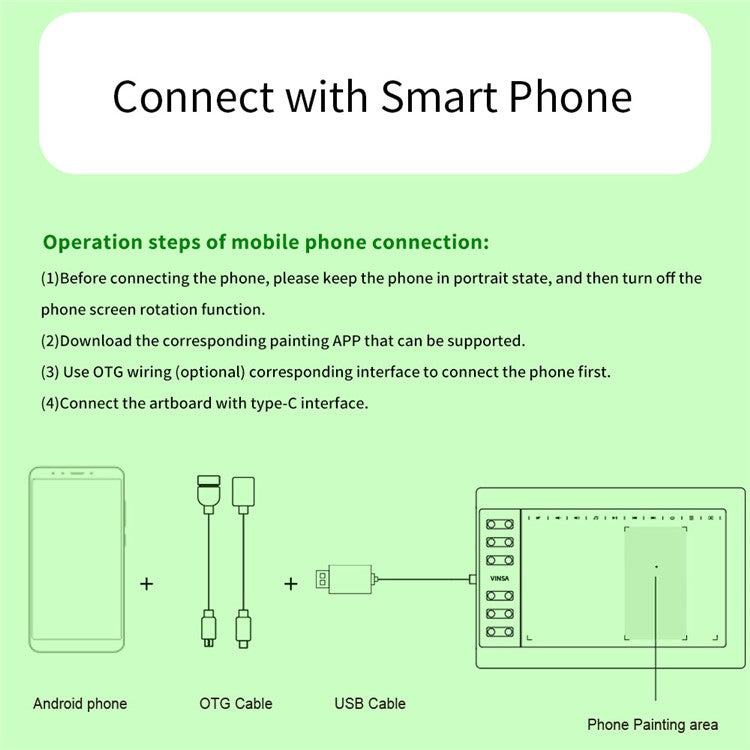 VINSA Digital Tablet Electronic Drawing Plate Hand Drawing Board + Pressure Sensitive Pen with Refills Hand-feeling Film Kit Set for Mobile Phone Computer Laptop