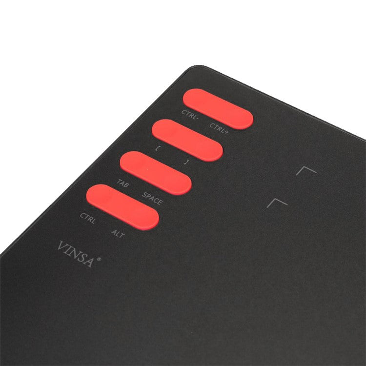 VINSA T505 Hand Drawing Board Digital Tablet with Shortcut Keys + Pressure Sensitive Pen Spare Refills OTG Adapter Set for Mobile Phone Computer Laptop