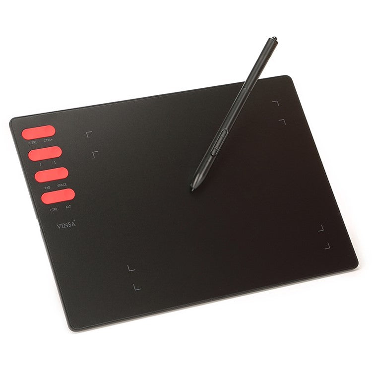 VINSA T505 Portable Digital Tablet Electronic Drawing Plate + 8192 Level Pressure Sensitive Pen Refills OTG Adapter with Cable Copy Sticker Kit for Mobile Phone Computer Laptop