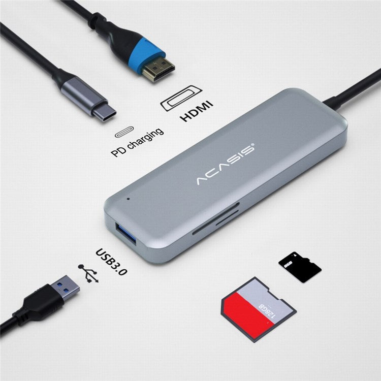ACASIS CM005 5 in 1USB-C Hub Type-C to HD 4K USB 3.0 SD TF Card Reader with PD Charging for MacBook Pro USB 3.0 Hub