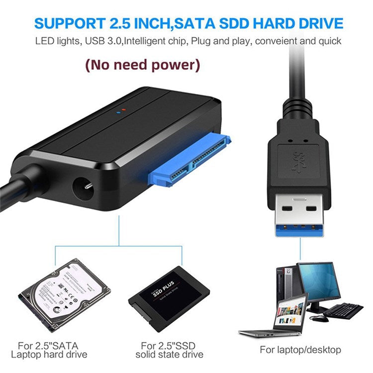 U3-027-RI 0.3m USB 3.0 to Angled SATA 22 Pin Adapter Cable for 2.5" 3.5" Hard Disk Drive SSD for Desktop Laptop (No Power Supply)