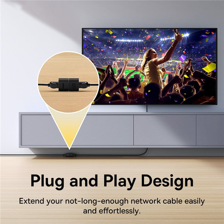BASEUS AirJoy Series 2Pcs Network Extender Adapter RJ45 Ethernet Cable Connector - Black