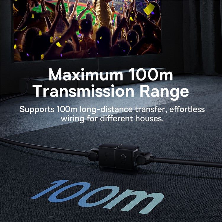 BASEUS AirJoy Series 2Pcs Network Extender Adapter RJ45 Ethernet Cable Connector - Black