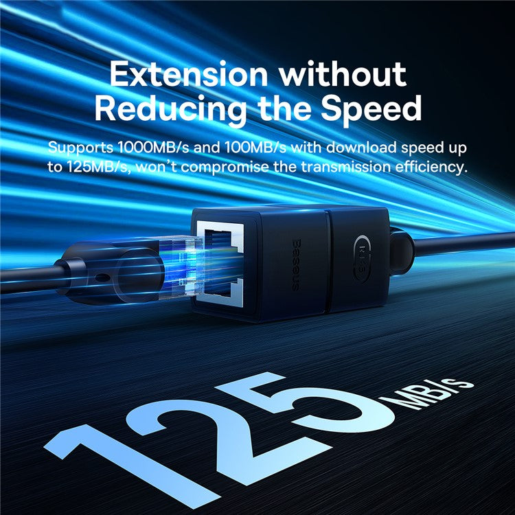 BASEUS AirJoy Series 1Pc RJ45 Ethernet Cable Connector Network Extender Adapter - Black