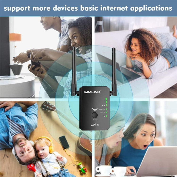 WAVLINK WS-WN578R2-B N300 WiFi Extender Home Wireless Router with 2 External Antennas - UK Plug