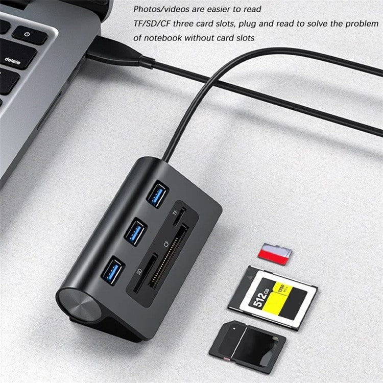 ACASIS HS0023 6-in-1 3xUSB3.0 + TF / SD / CF Card Slots USB Hub Splitter