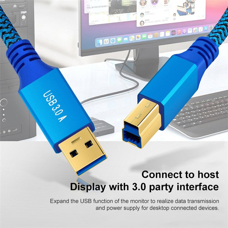 2m USB-A 3.0 Male to USB Type-B Male Connection Cable for Printer Hard Drive Box