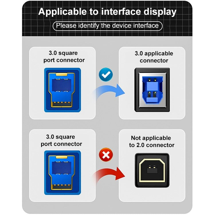2m USB-A 3.0 Male to USB Type-B Male Connection Cable for Printer Hard Drive Box