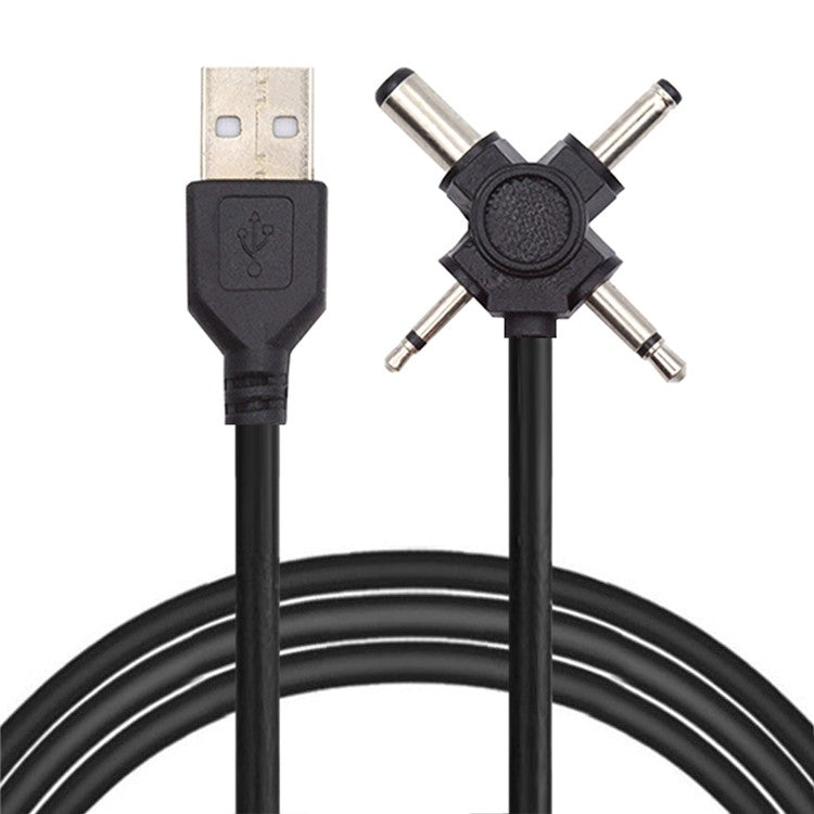 PW-010-MO 4-In-1 USB 2.0 to 5.5x2.5mm 4.0x1.7mm Mono 3.5mm 2.5mm Connector Charge Cable, 1.5m
