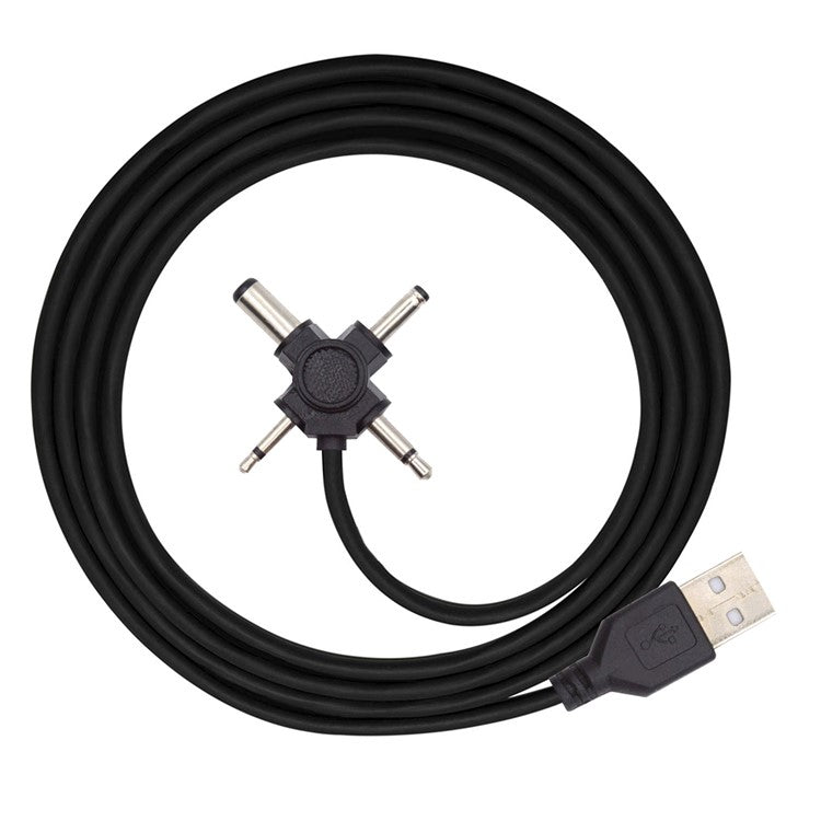 PW-010-MO 4-In-1 USB 2.0 to 5.5x2.5mm 4.0x1.7mm Mono 3.5mm 2.5mm Connector Charge Cable, 1.5m