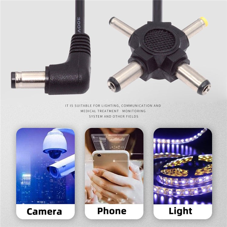 PW-010-DC Angled DC 5.5mm to DC 5.5x2.5mm 5.5x2.1mm 4.0x1.7mm 3.5x1.3mm Connector Charge Cable, 1.5m