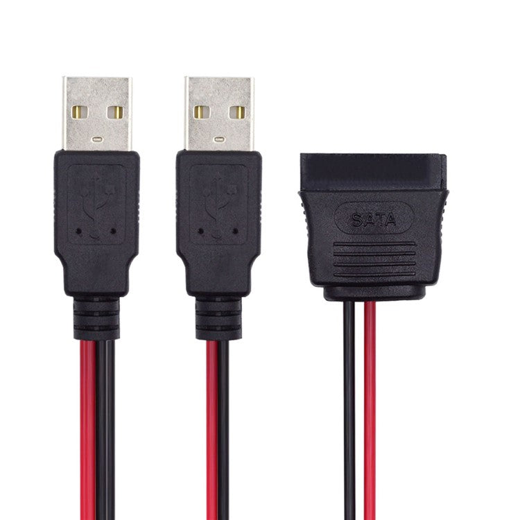 U2-070-2P DC 5V Dual USB to SATA 15-Pin Power Cable for 2.5 inch SATA HDD SSD Disk Driver, 5V 2A Max